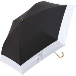 55cm  バイカラー切り継ぎ無地 ブラックコーティング　晴雨兼用折りたたみ傘の商品画像