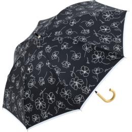 55cm  モノトーンフラワー ブラックコーティング　晴雨兼用折りたたみ傘の商品画像
