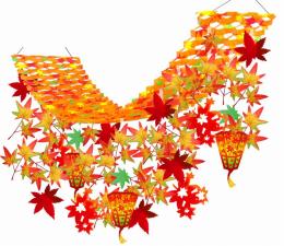 [店舗装飾品] 秋色とんぼと紅葉ぼんぼり　プリーツハンガーの商品画像