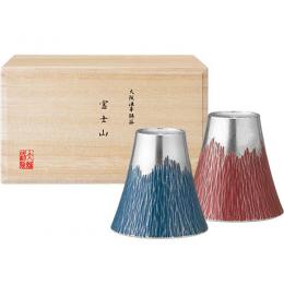 錫製　富士山　タンブラー　小　青朱ペア　180ml　桐箱入り　(のし印刷・ギフト包装サービス)の商品画像