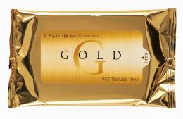 ウェットティッシュ10枚ゴールド(ヒアルロン酸配合)の商品画像