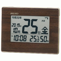 セイコークロック SQ442B 電波目覚まし時計 SEIKO 茶木目 (各種記念品向けに名入れ対応可能)の商品画像