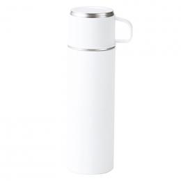 マグカップ付きプッシュ開閉式真空ステンレスボトル(ホワイト)の商品画像