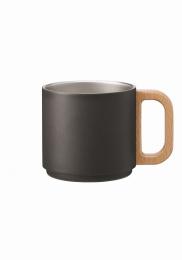 木製ハンドルサーモスタッキングマグ350ml チャコールブラックの商品画像