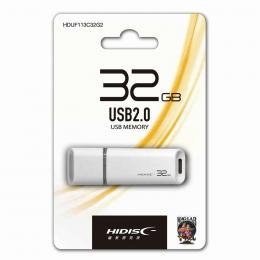 HIDISC USB 2.0 フラッシュドライブ 32GB 白 キャップ式 HDUF113C32G2の商品画像