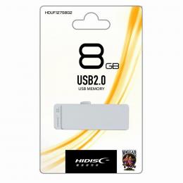 USB 2.0 フラッシュドライブ 8GB 白 スライド式 HDUF127S8G2の商品画像