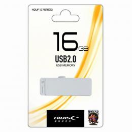 USB 2.0 フラッシュドライブ 16GB 白 スライド式 HDUF127S16G2の商品画像