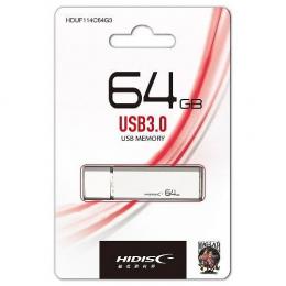 HIDISC USB 3.0 フラッシュドライブ 64GB シルバー キャップ式 HDUF114C64G3の商品画像