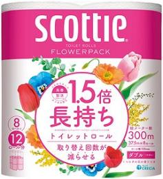 スコッティ フラワーパック1.5倍長持ち8ロール(ダブル)の商品画像