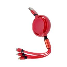 [名入れ対応] USB充電ケーブル3in1リール付(4色アソート) ※別途見積の商品画像