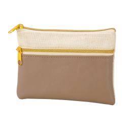 バイカラーズ・ダブルファスナーポーチ(モカベージュ)の商品画像