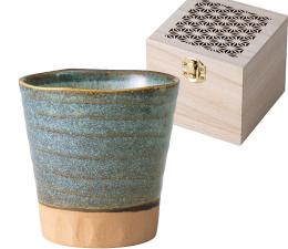 美濃窯変　カップ　青　木箱入の商品画像