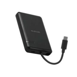 エレコム モバイルバッテリー/リチウムイオン電池/5000mAh/12W/USB-C/USB-Cケーブル一体/ブラックDE-C62-5000BKの商品画像