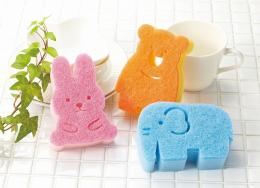 アニマルキッチンスポンジ(ウサギ・クマ・ゾウ)の商品画像