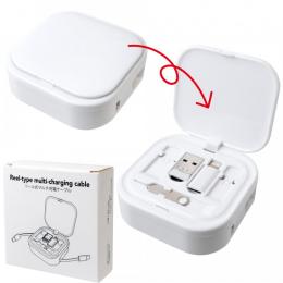 リール式マルチ充電ケーブル　ホワイトの商品画像