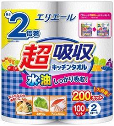 エリエール 超吸収キッチンタオル2ロール(100カット)の商品画像