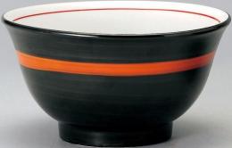 美濃焼 反19cm深丼ぶり 黒手巻赤帯_ (個箱・名入れ代は、別途見積)の商品画像