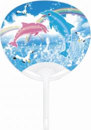 [片面1色名入・版代込] ジュニアタイプうちわ イルカ ※軽オフセット印刷の商品画像