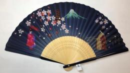 シルク扇子 富士山と舞妓はん 婦人用柄の商品画像
