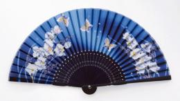 シルク扇子 カトレアと蝶 婦人用柄の商品画像