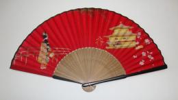 シルク扇子 金閣寺と舞妓はん 婦人用柄の商品画像