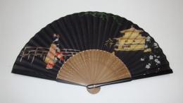 シルク扇子 金閣寺と舞妓はん 婦人用柄の商品画像