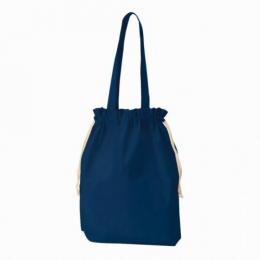 厚手コットンガゼット巾着トート(L) ネイビーの商品画像